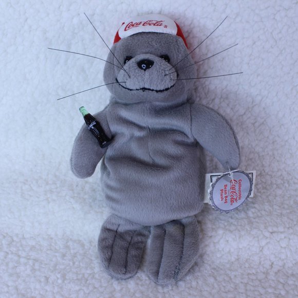 COCA‎ COLA SEAL in BASEBALL CAP VTG Bean Bag Plush Toy Stuffed #0107 NWT 1997 - Picture 1 of 6